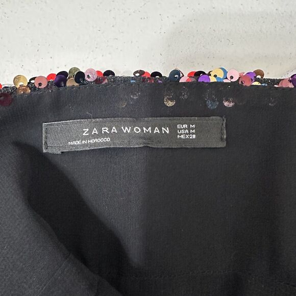 Zara Dress Women Size Medium Rainbow Sequin Mini Tank Party Glitter Disco - Picture 13 of 16